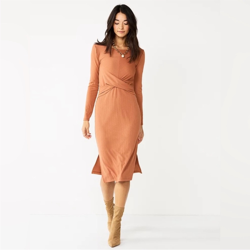 Nine West ruched dress color mocha new with tag